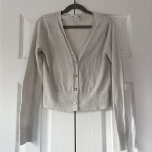 Girls Metallic Sparkle Gray Silver Cardigan with Rhinestone Buttons - size 8-10